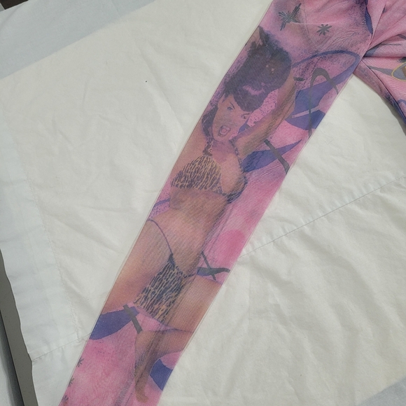 Mosquitohead Vintage Bettie Page Transparent Mesh shirt Sz S/M - Picture 4 of 6